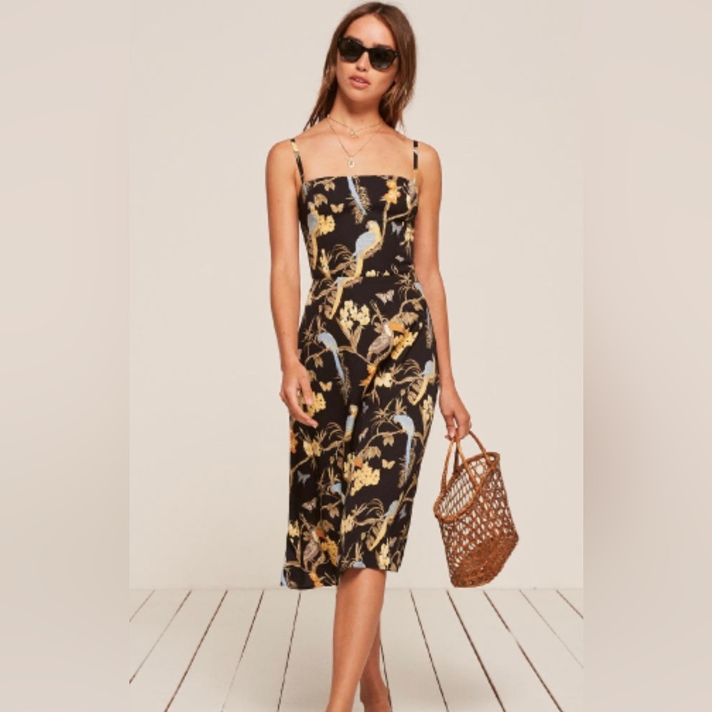 Reformation Size 4 Afternoon Dress in Aviary Print Black